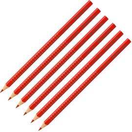 FABER-CASTELL 205069 Colour Grip Colouring Pencils, Morning Red, Pack of 6, Shatterproof, Colouring Pencils for Adults and Children