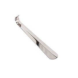 logei® Schuhanzieher Schuhlöffel aus Edelstahl, Lochung + Haken, 15cm x 4,5cm