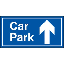 V Safety Car Park Arrow Up Blue Sign - 300x150 mm - 2 mm Super Strong PETG