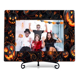 Gsauto Halloween Picture Frame, Pumpkin 4x6 Photo Frames with Iron Stand, Spooky Party Decorations Gifts for Women Men Friends Kids Coworkers - B11