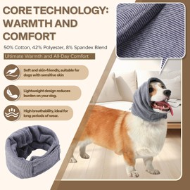 AOOLMOL Dog Ear Muffs Noise Protection & Anxiety Relief - Comfortable & Versatile Ear Covers for Dogs - Grey, M-Head Circle(13.7"18.9"), Cotton/Polyester/Spandex