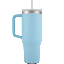 Yukon Outfitters Fit Forty 40oz Double Wall Vacuum Insulated Stainless Steel Tumbler with Reusable Straw & Ergonomic Handle | For Hot or Cold Beverage, Sky Blue