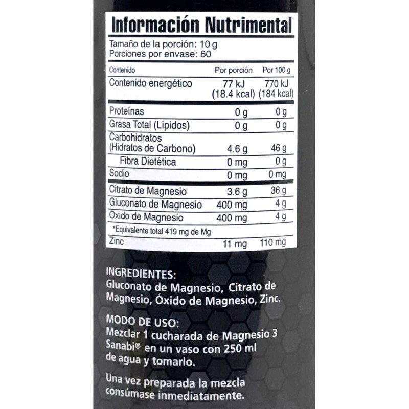 3 Magnesios Gluconato Citrato Oxido 600 G Frutos Rojos Sanab