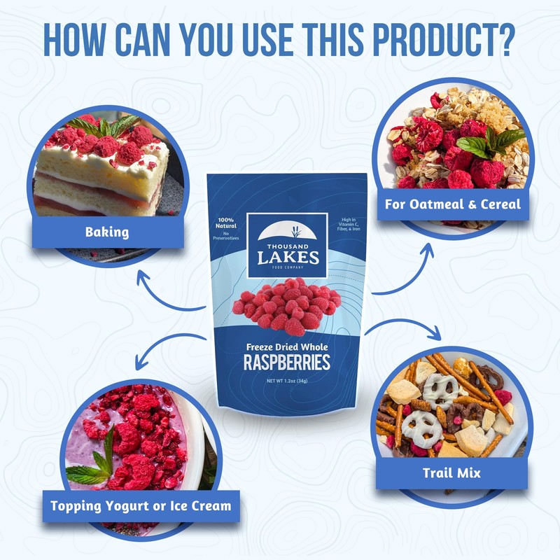 Thousand Lakes Freeze Dried Fruit - Raspberries - Bulk 5.6