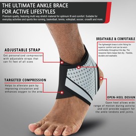 BingboPro Ankle Brace for Men and Women(1 Pair),Adjustable Ankle Support Ankle Compression Sleeve, Breathable Foot Brace Sleeve for Sprained Ankle, Arthritis, Plantar Fasciitis, Achilles tendon, Running