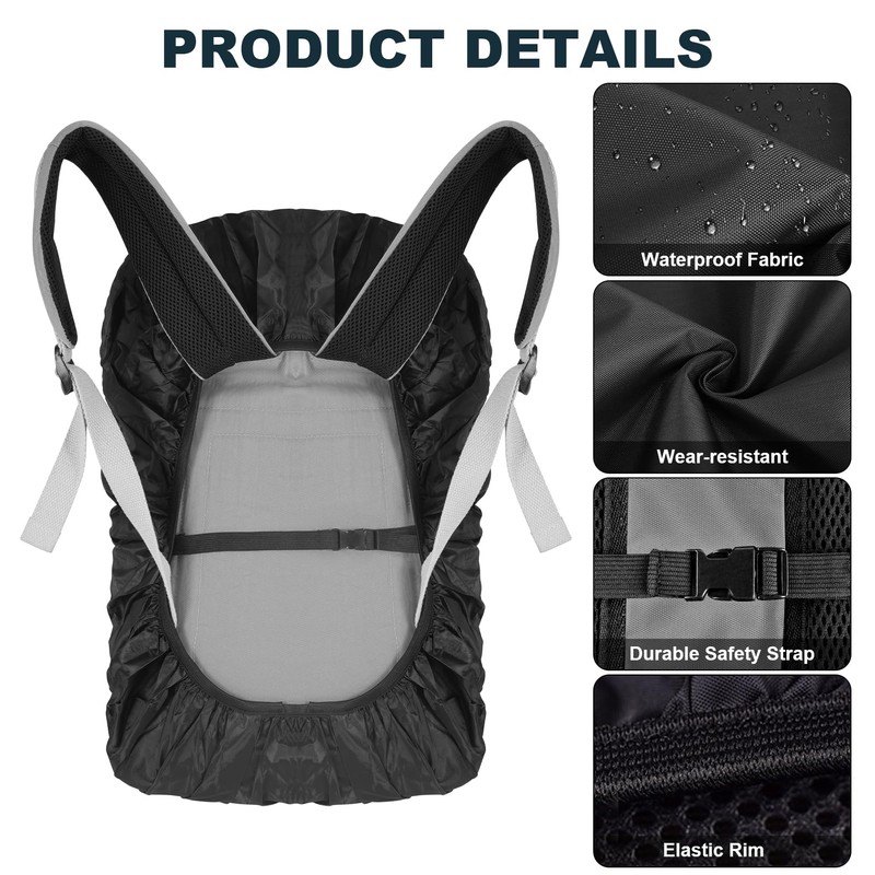 LAMA 2 Pack Waterproof Rain Cover for Backpack, Reflective Rucksack