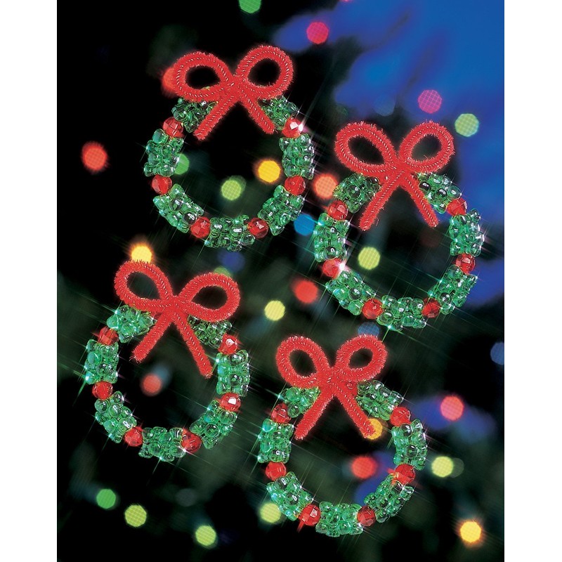Beadery Holiday Beaded Ornament Kit, 2.25-Inch, Holiday Wreaths, Makes 16