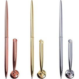 ZhangyiHot Gold Pen And Pen Stand Round Pen Holder Signing Set Metal Attached To Desk Base Stands For Wedding Office Pens Ballpoint Pens Set Metal Ballpoint Attached Base Desk(ZS491)
