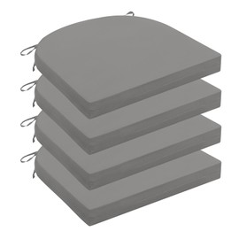 Wellsin Outdoor Chair Cushions for Patio Furniture - Patio Chair Cushions Set of 4 - Water Resistant Round Corner Outdoor Seat Cushions 17"X16"X2", Light Grey