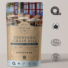 Virgin Hill Coffee - Organic Espresso Virgin Hill - Extra Bold Intensity & Extra Dark Roast - Three Quarters of a Pound of High-Grade Ground Coffee - 12oz / 340 grams