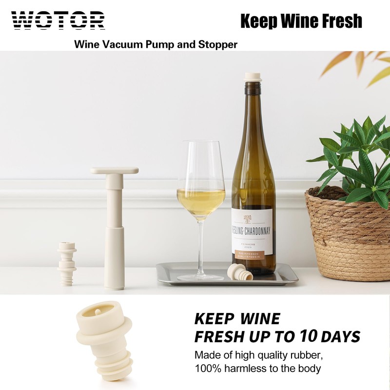 WOTOR Wine Stoppers Vacuum, Wine Saver, Wine Pump Vacuum Stoppers,