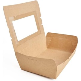 ecoway Large Ecofriendly Disposable Kraft Lunch Box Paper Food Container Box Biodegradable Food Storage For Meals Take away