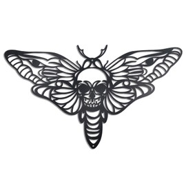 OYEFLY Death Head Moth Metal Wall Decor,Black Gothic Skull Butterfly Wall Decor (style 2)