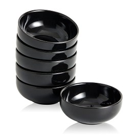 Swuut Ceramic Bowls 4oz Mini Bowl Set Dipping Soy Bowls 6 Pack (Black)