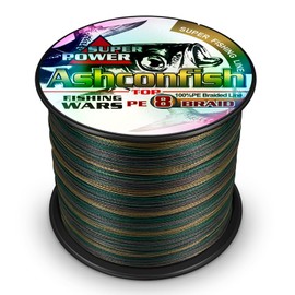 Ashconfish Braided Fishing Line- 8 Strands Super Strong PE Fishing Wire Heavy Tensile for Saltwater & Freshwater Fishing -Abrasion Resistant - Zero Stretch- 100M/109Yds 30LB Green Camouflage