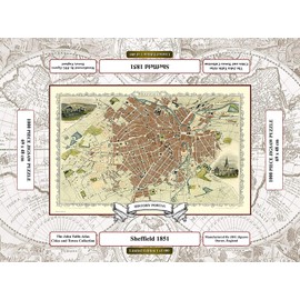 History Portal Limited Edition 1000 Piece Jigsaw Puzzle - Map of Sheffield 1851 by John Tallis - 69cm x 48cm completed (27" x 48") 48 HOUR TRACKED DELIVERY UK