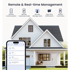 Veise Wi-Fi Keyless Entry Door Lock with Fingerprint, Remote App Control, Smart Locks for Front Door, Electronic Keypad Deadbolt, Auto Locking, Waterproof, Easy to Install, Matte Black