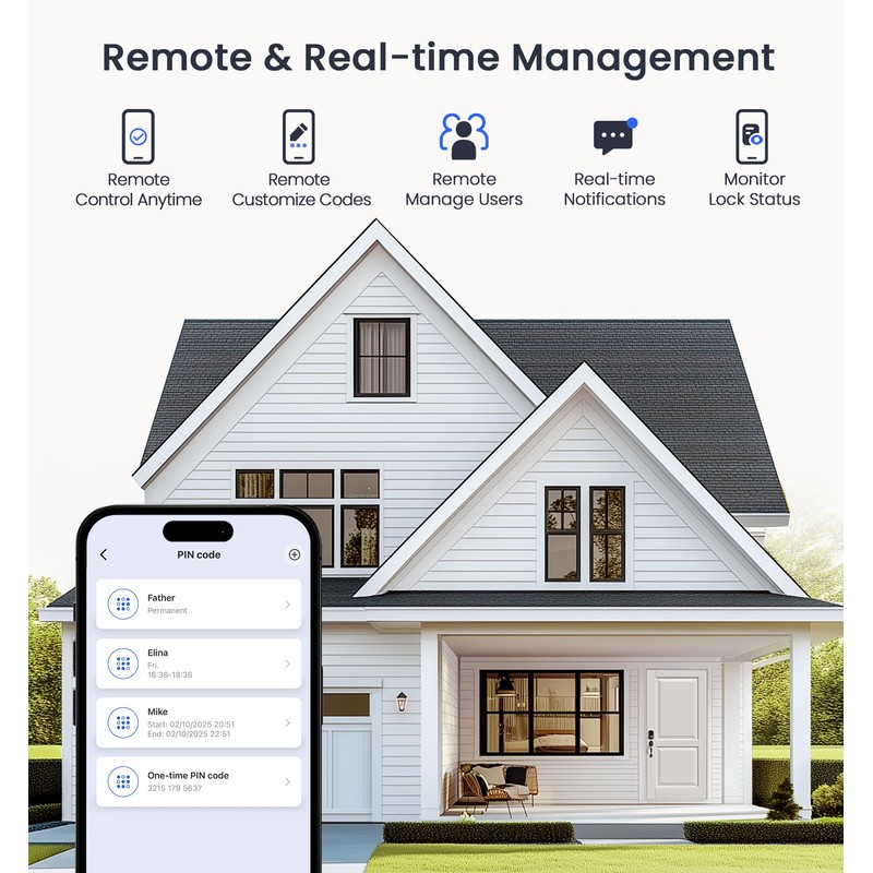 Veise Wi-Fi Keyless Entry Door Lock with Fingerprint, Remote App