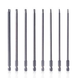 8-Piece Torx Screwdriver Bit Set, 1/4 Inch 150 mm Long Magnetic Star Head Screw Set, T8 T10 T15 T20 T25 T27 T30 T40 Electric Torx Bits (8 Pieces, 150 mm)