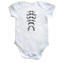 Hippowarehouse Moustache Baby Vest Bodysuit (Short Sleeve) Boys Girls White