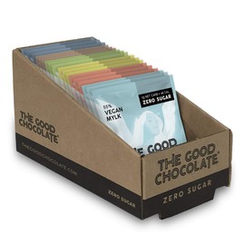 The Good Chocolate - Keto Chocolate Variety Pack, Zero Sugar, Lower Net Carb Snack, Lower Calorie Chocolate Candy Variety Pack, 6 Flavors, 18 Square Family Pack
