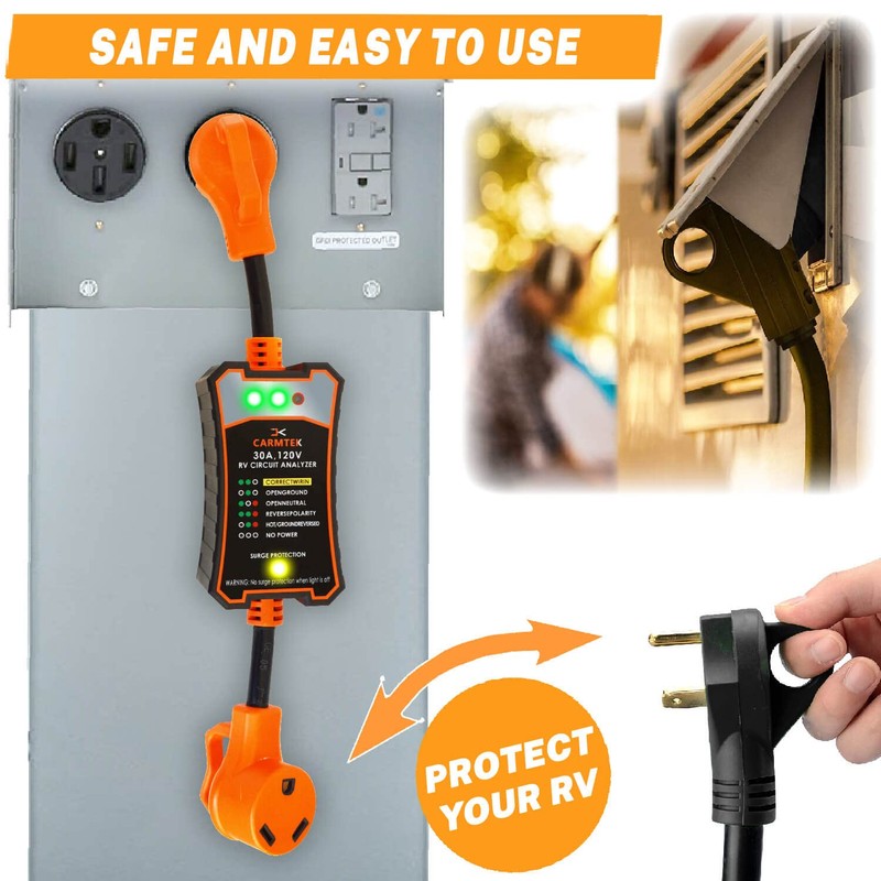 CARMTEK RV Surge Protector 30 Amp - RV Circuit Analyzer