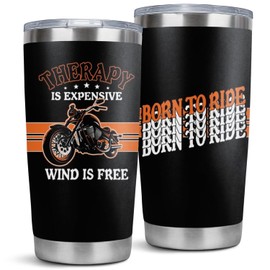 BBsoft Motorcycle Gifts for Men - Therapy Is Expensive Wind Is Free Tumbler - 20oz Insulated Stainless Steel Cup
