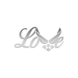 Love Air Force Vinyl Decal Notebook Car Laptop 5.5" x 2.75" (Silver)