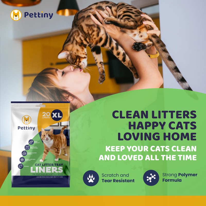 Pettiny 20 XL Cat Litter Box Liners with Drawstrings -