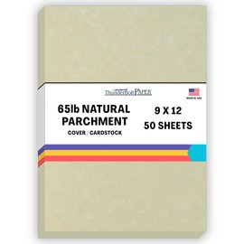50 Natural Parchment 65lb Cover Paper Sheets 9" X 12" (9X12 Inches) Frame and Sketch Pad Size - Printable Old Parchment Semblance Through The Processing of The Pulp