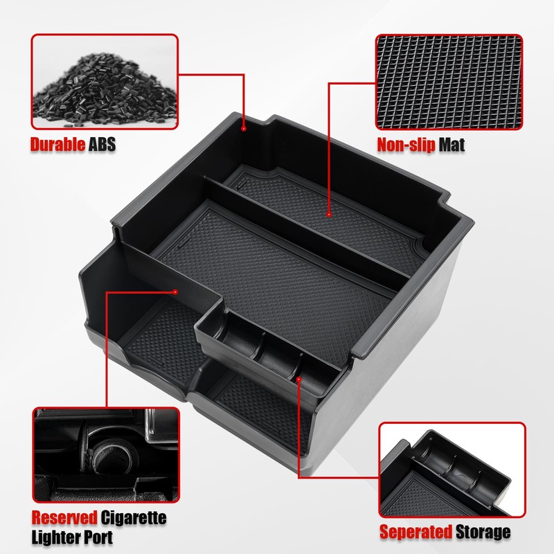 Mabett Double-Layer Console Organizer for Bronco 2025 4-door, Armrest Storage