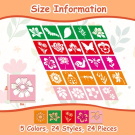 24 Pcs Stencils for Kids Spring Themed Outside Sidewalk Chalk Stencils 8"