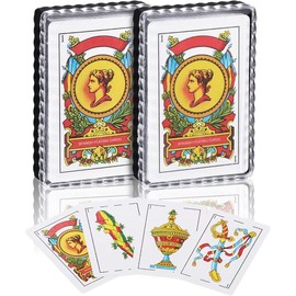 2 Decks Spanish Playing Cards Cartas Espanolas, Baraja Espanola, Briscas Cards Puerto Rico, Mexican Plastico Spanish Cards (with Playing Card Boxes)