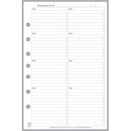 Classic Size Shopping List, Sized and Punched with 7 Holes for Franklin Covey Classic Notebook (5.5" x 8.5")