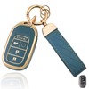 Aoocar TPU Key Fob Cover with Leather Keychain, Compatible with
