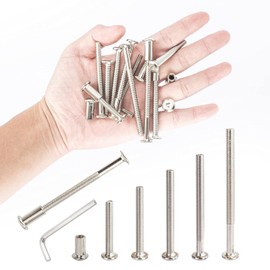 100Pcs M6x40/50/60/70/85mm Hex Socket Cap Bolts and Barrel Nuts Assortment Kit, Furniture Joint Connector Bolt & Cap Nut Kit, Countersunk Furniture Crib Bolts for Bed Chair Table Cabinet