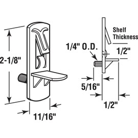 Prime-Line U 11299 Shelf Support Peg, Self-Locking 1/4 inch x 1/2 inch Clear (4-pack)