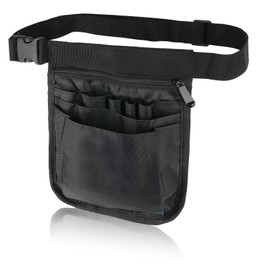 Nurse Bag, Belt Bag Tool with Multiple Compartments, Waist Bag, Belt Bag, Work with Adjustable Belt, Nurse Bags, Ideal for Nurses, Dentists, Veterinarians, black, nurse bag