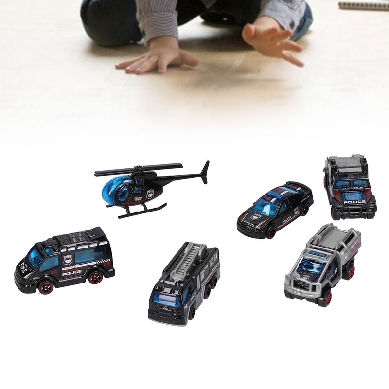 6pcs Children Alloy Car Model Kid Cute Simulated Car Helicopter