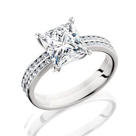 Diamonbella 101 Facets Glamorous Princess Cut Simulated Diamond Band Set 925 Silver 1 2 Carats (4.5, 1.0)