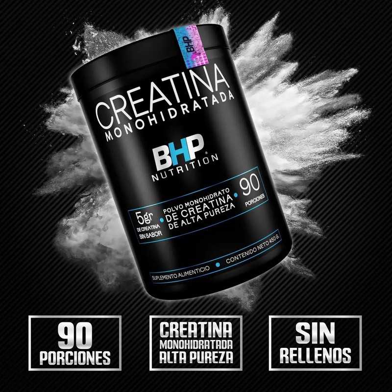 Creatina Monohidratada BHP Nutrition de 450g para Rendimiento Deportivo
