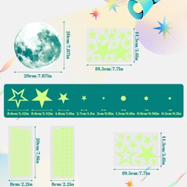 Glow in The Dark Stars, 435Pcs Ceiling and Moon Wall Decals for Nursery, Bedroom, Living Room Décor (Green)