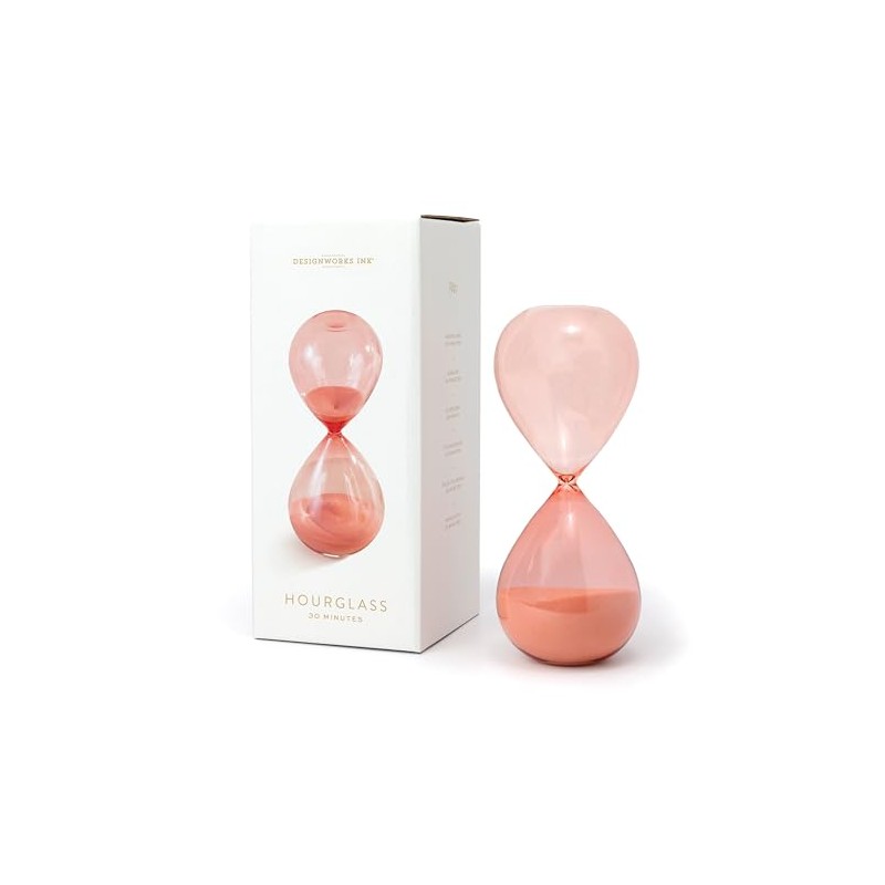 DesignWorks Ink Retro Glass Timer Peach 7.8"