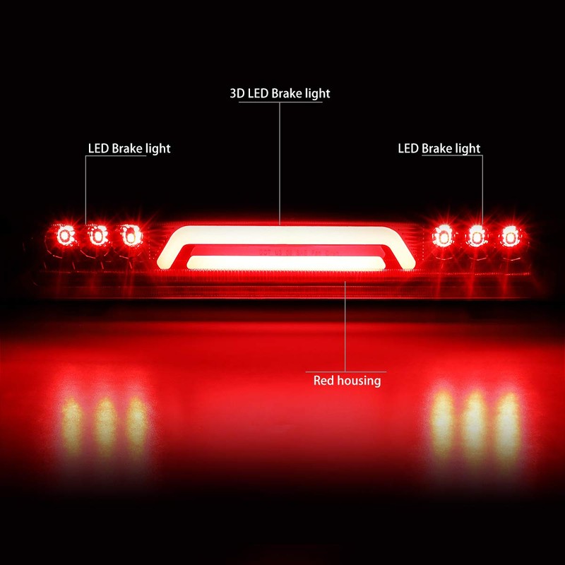 DNA Motoring 3BL-GMCD00-3D-LED-RD - Luz de freno trasera central de