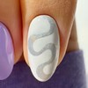 24Pcs Fake Nails Purple White Press on Nails Short Almond