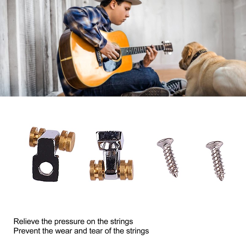 Fockety Electric Guitar Roller String Tree Retainer, Brass Zinc Alloy