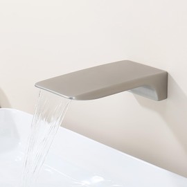 SevenGelok Waterfall Tub Spout Bathtub Spout for Bathtub Faucet SUS304 Stainless Steel & Solid Brass Bathroom Tub Faucet Replacement High Flow Shower Spout Brushed Nickel Wall Mount, TS4-BN