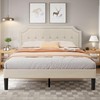 VECELO Queen Upholstered Platform Bed Frame with Adjustable Button Stitched