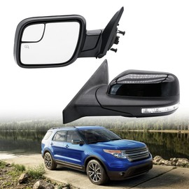 Left Driver Side Mirror Compatible for Ford Explorer 2011-2019 With Blind Spot Glass Power Heated Turn signal And Puddle Light, Without Power Folding(7Pins). ‎GB5Z17683BA (Left Driver Side Mirror)