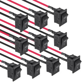 DWEII 10PCS Mini Rocker Switch 12V 20A T85 2 Pin SPST Small ON Off Switch 120V 10A Rocker Toggle KCD1 Pre-Wired Black for Automotive